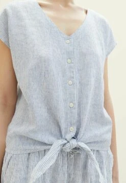 TOM TAILOR Denim Mit Knotendetail - Blouse - White Blue Vertical Stripe -Tom Tailor 004df33893d143d185a3e89cdcbf5d4c