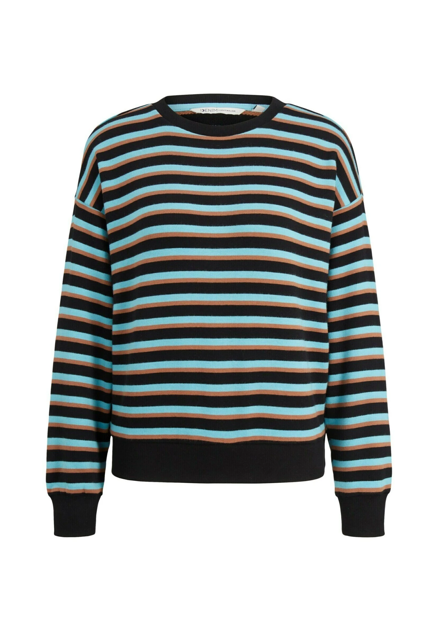 TOM TAILOR Denim Gestreiftes - Sweater - Black Brown Blue Stripe 5 TOM TAILOR Denim Gestreiftes - Sweater - Black Brown Blue Stripe - Afbeelding 5