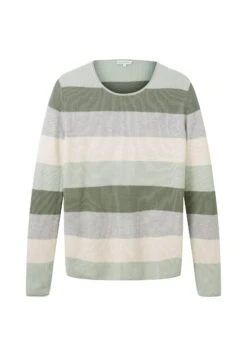 Tom Tailor Mit Rundhalsausschnitt  - Trui - Green Knit Stripe -Tom Tailor 05bc7c4066cd43cdbb2cdf17620dd446