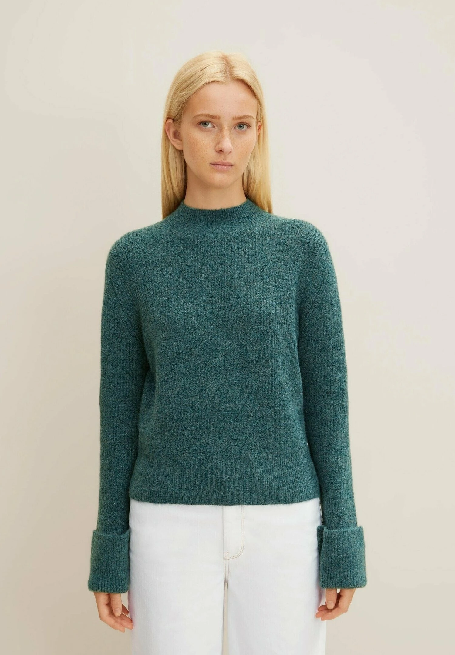 TOM TAILOR Denim Cosy Mock Neck - Trui - Green Dust Melange 7 TOM TAILOR Denim Cosy Mock Neck - Trui - Green Dust Melange - Afbeelding 7