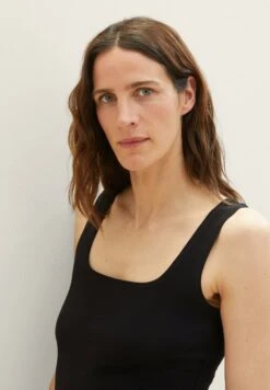 Tom Tailor Mit Karree Ausschnitt - Top - Deep Black -Tom Tailor 081fb438c8ee41bcb2ed44a51283ed2a