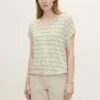 Tom Tailor T-Shirt Print - Offwhite Olive Stripe