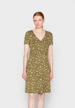 Tom Tailor Printed Dress - Jerseyjurk - Olive Small Floral Design