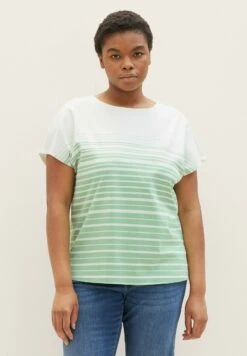 Tom Tailor Plus - Gestreiftes - T-Shirt Print - Green Gradient Stripe