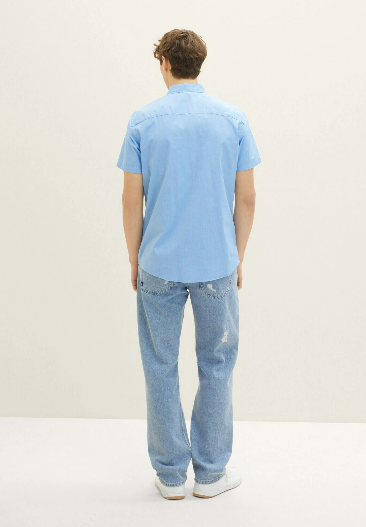 TOM TAILOR Denim Kurzarm Mit Brusttasche - Overhemd - Blue White Structure 3 TOM TAILOR Denim Kurzarm Mit Brusttasche - Overhemd - Blue White Structure - Afbeelding 3