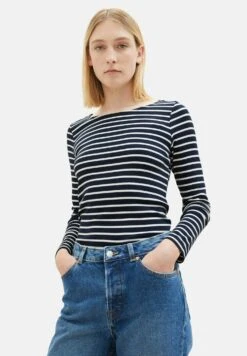 Tom Tailor Mit Streifenmuster - Longsleeve - Navy/Offwhite Stripe -Tom Tailor 0ce2140b3578450cb8573a91b20e4640
