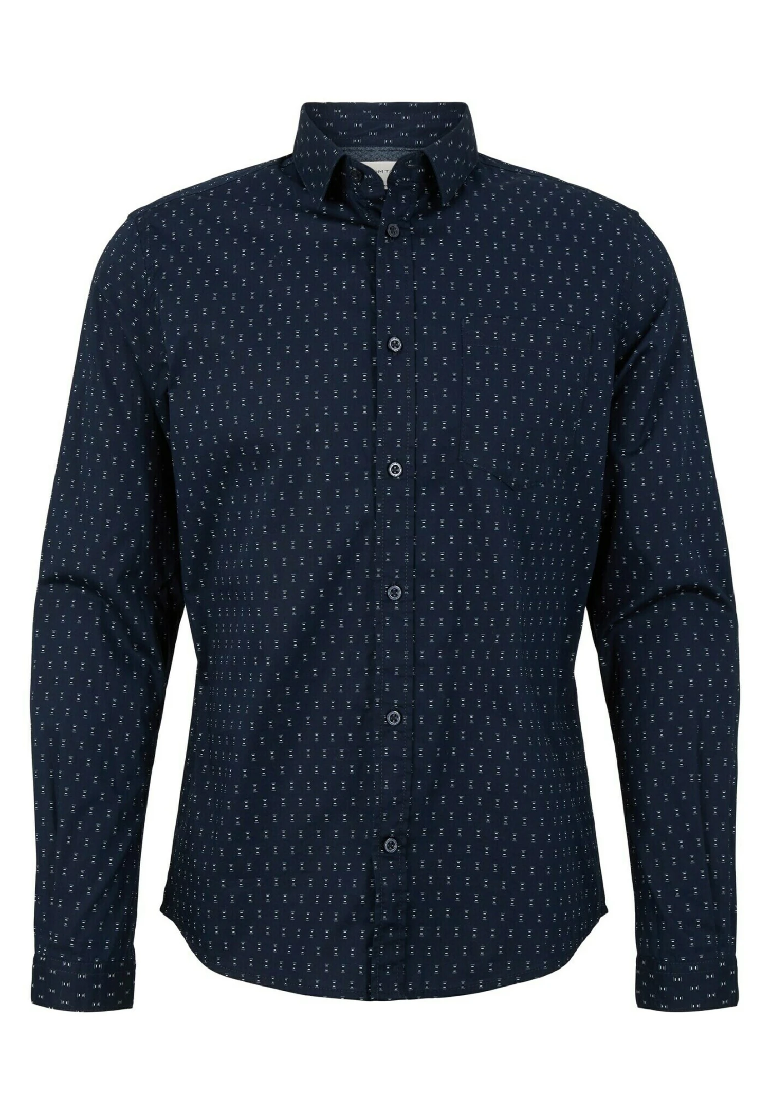 Tom Tailor Mit Allover-Print - Overhemd - Navy Geometric Design 5 Tom Tailor Mit Allover-Print - Overhemd - Navy Geometric Design - Afbeelding 5