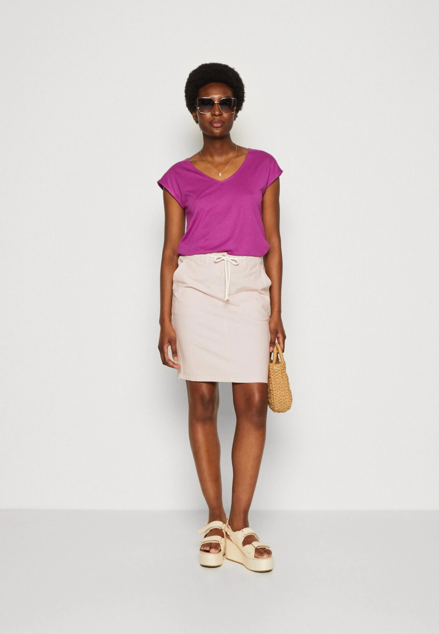 Tom Tailor Skirt Chino String Detail - Minirok - Terracotta/Offwhite 2 Tom Tailor Skirt Chino String Detail - Minirok - Terracotta/Offwhite - Afbeelding 2