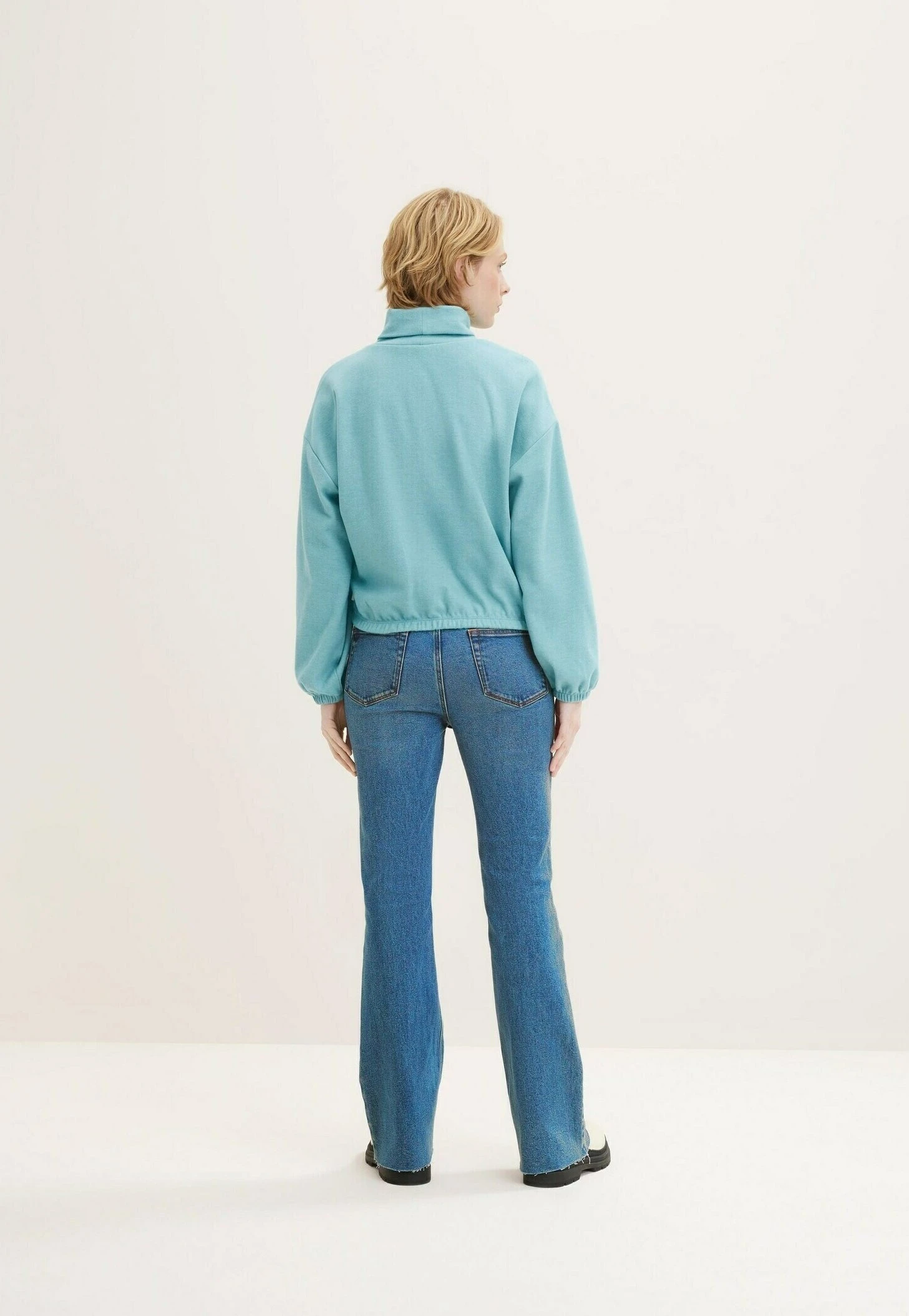 TOM TAILOR Denim Cropped Mit Rollkragen - Sweater - Reef Blue Melange 3 TOM TAILOR Denim Cropped Mit Rollkragen - Sweater - Reef Blue Melange - Afbeelding 3