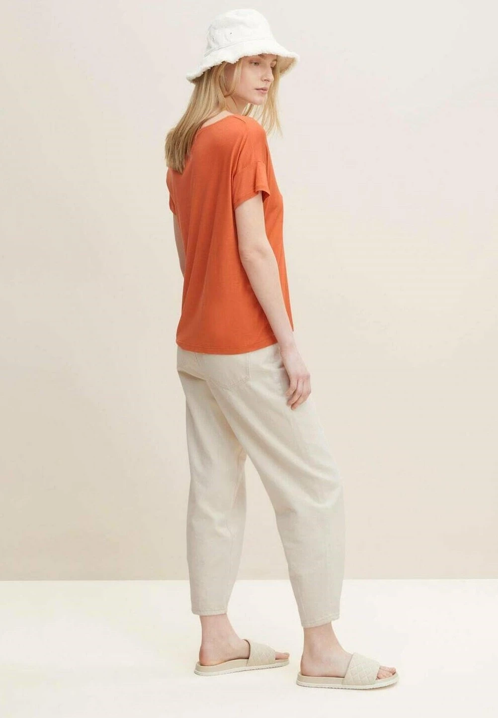 Tom Tailor V-Ausschnitt - T-Shirt Basic - Mango Orange 4 Tom Tailor V-Ausschnitt - T-Shirt Basic - Mango Orange - Afbeelding 4