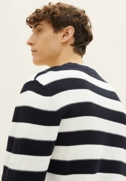 TOM TAILOR Denim Trui - Navy White Block Stripe -Tom Tailor 132599a2819641c398e78b88f1ff6f64