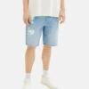 TOM TAILOR Denim Loose Fit - Jeansshort - Destroyed Bleached Blue Denim