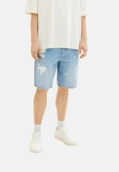 TOM TAILOR Denim Loose Fit - Jeansshort - Destroyed Bleached Blue Denim