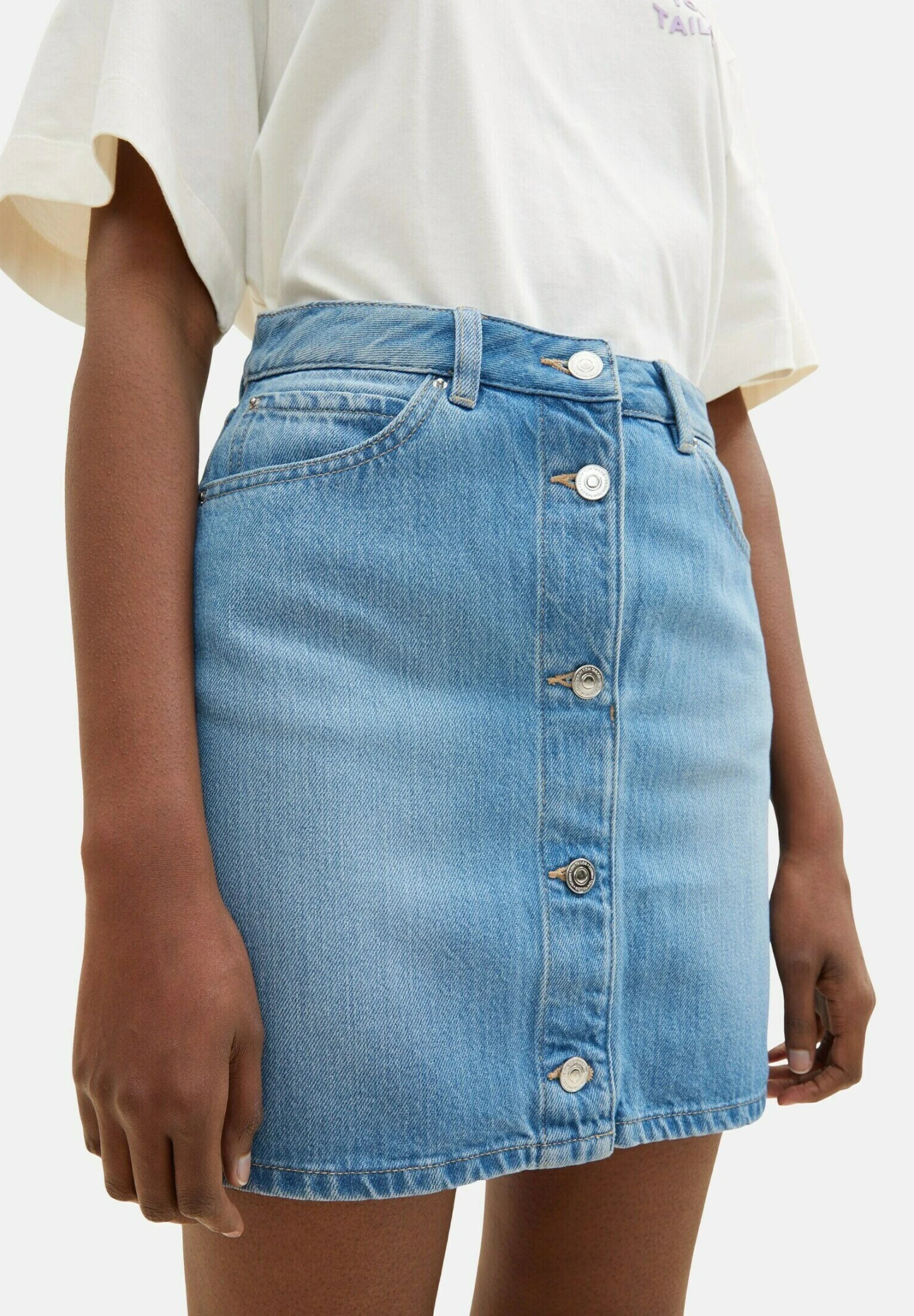 TOM TAILOR Denim A-Lijn Rok - Light Stone Bright Blue Denim 6 TOM TAILOR Denim A-Lijn Rok - Light Stone Bright Blue Denim - Afbeelding 6