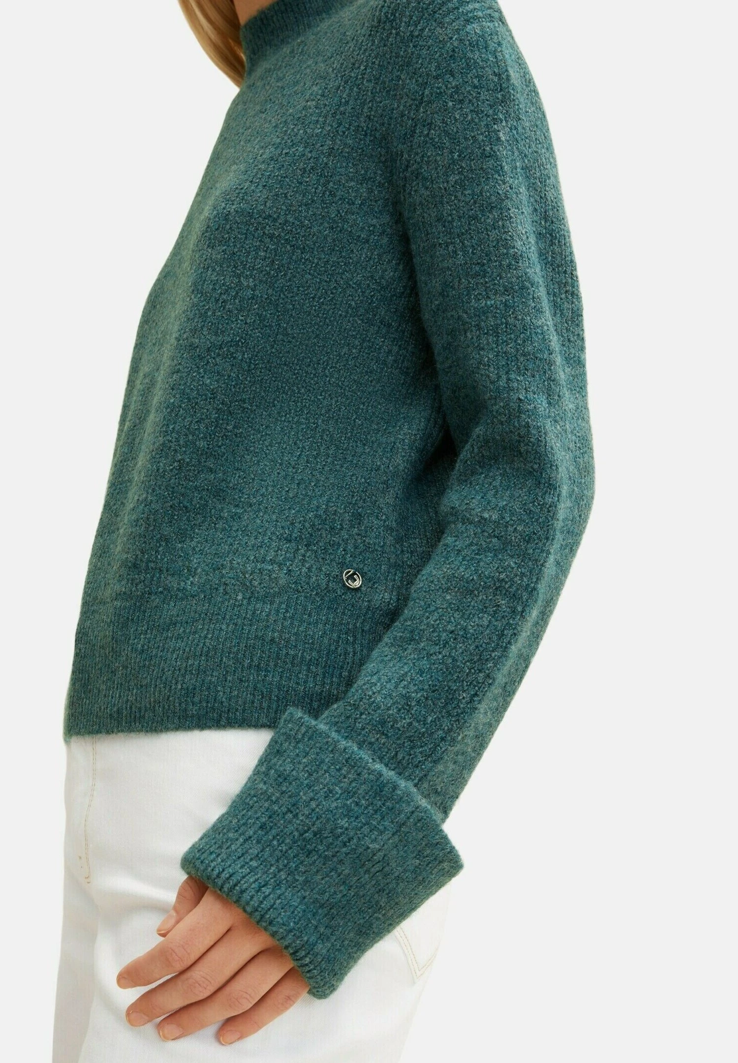 TOM TAILOR Denim Cosy Mock Neck - Trui - Green Dust Melange 4 TOM TAILOR Denim Cosy Mock Neck - Trui - Green Dust Melange - Afbeelding 4