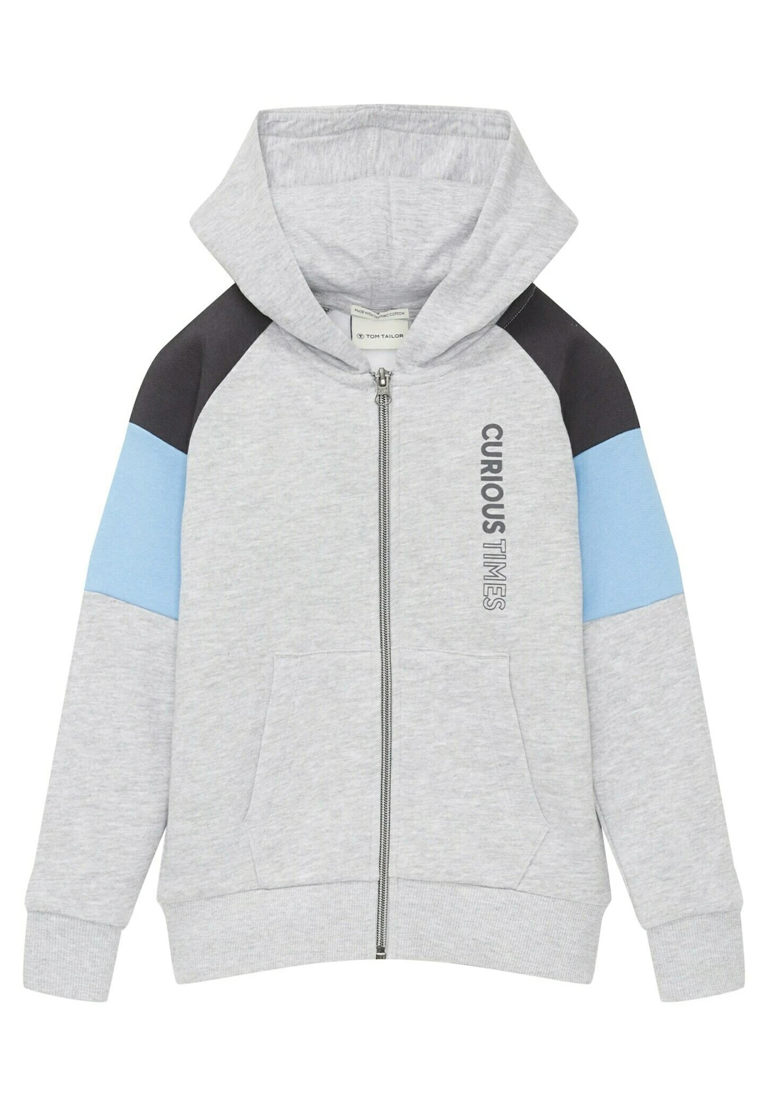 Tom Tailor Mit Colour Blocking - Sweater Met Rits - Light Stone Grey Melange 1 Tom Tailor Mit Colour Blocking - Sweater Met Rits - Light Stone Grey Melange