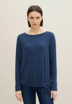 Tom Tailor Gemustertes Mit Schleife - Longsleeve - Dark Denim Blue Melange