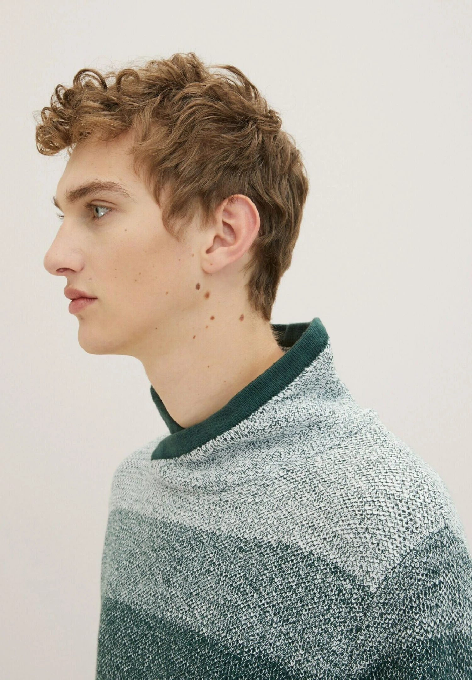 TOM TAILOR Denim Melange Optik - Trui - Green Off White Color Flow 4 TOM TAILOR Denim Melange Optik - Trui - Green Off White Color Flow - Afbeelding 4