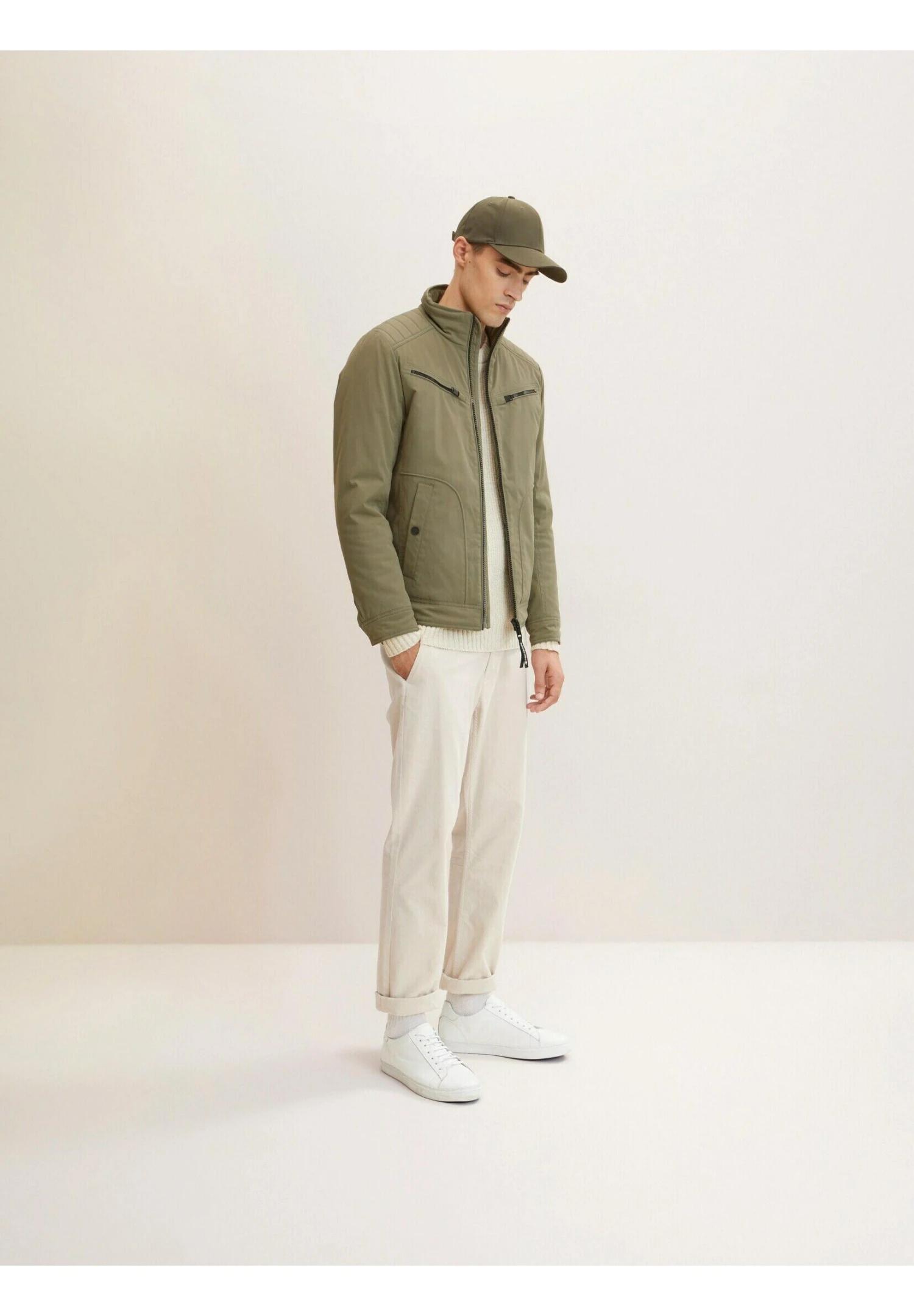Tom Tailor Quilted Biker - Jas - Dusty Olive Green 2 Tom Tailor Quilted Biker - Jas - Dusty Olive Green - Afbeelding 2
