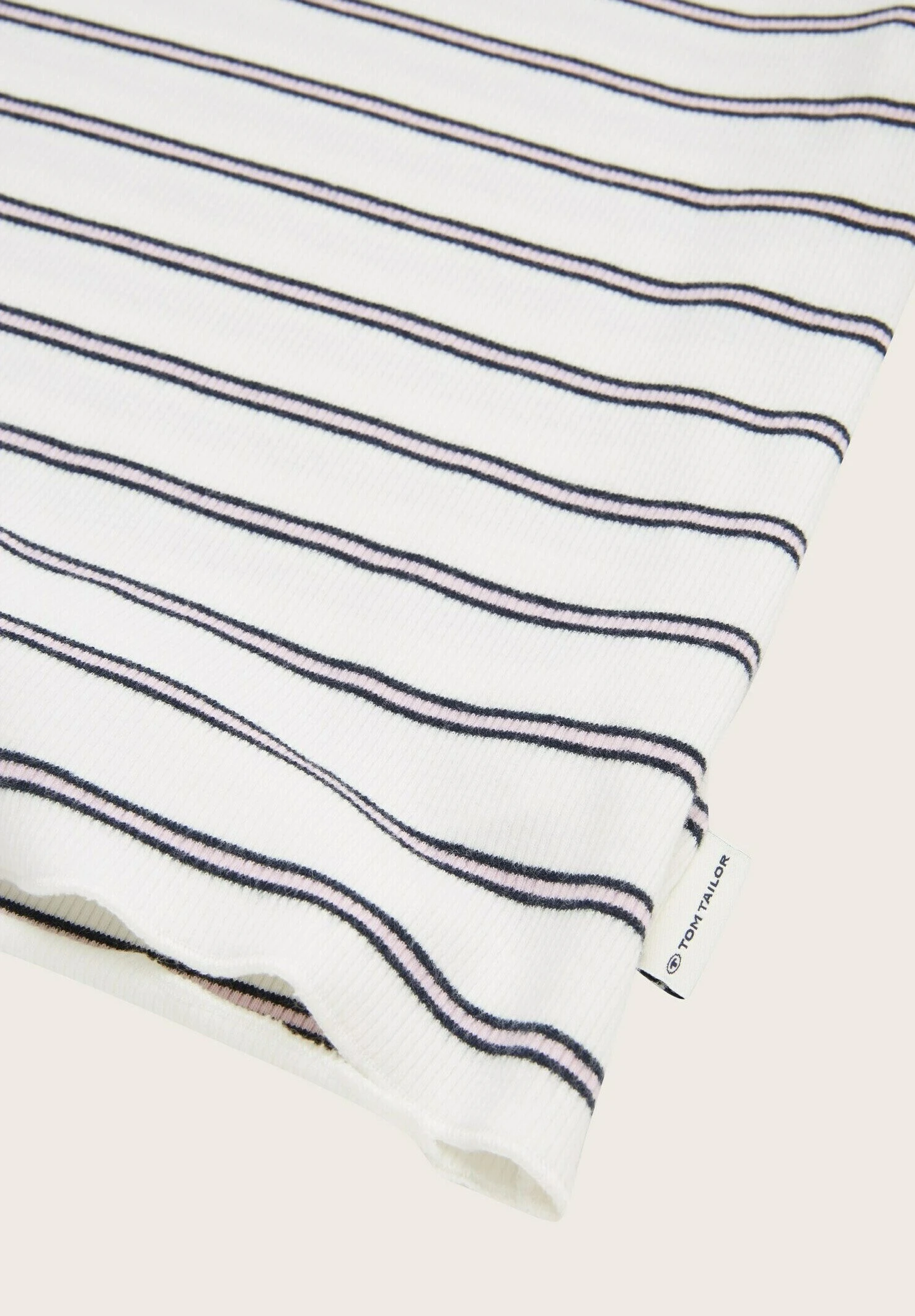Tom Tailor Langarm - Longsleeve - White Navy Rose Stripe 3 Tom Tailor Langarm - Longsleeve - White Navy Rose Stripe - Afbeelding 3
