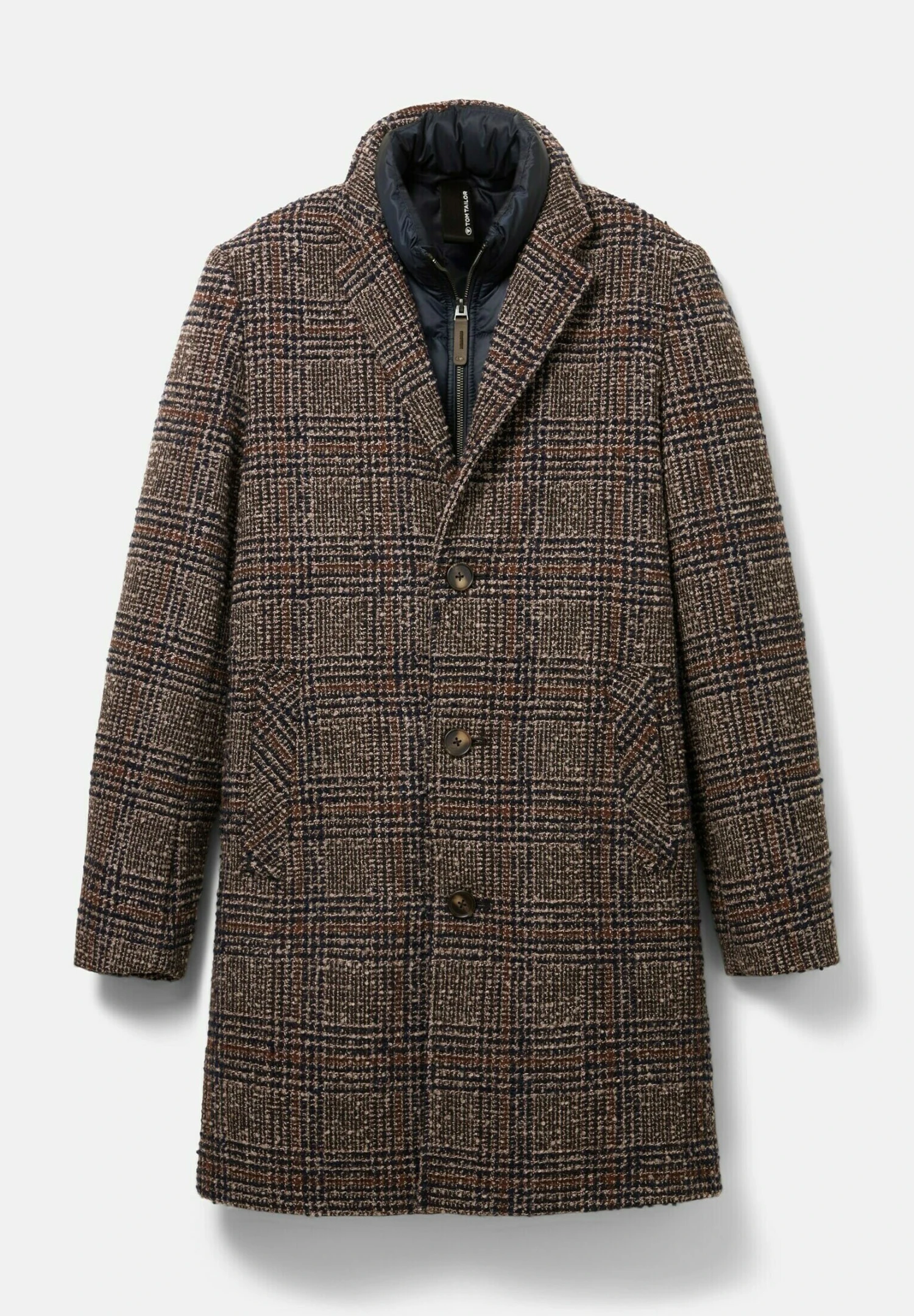 Tom Tailor Mantel - Blue Brown Boucle Wool Check 8 Tom Tailor Mantel - Blue Brown Boucle Wool Check - Afbeelding 8
