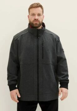 Tom Tailor Plus Mit Verdeckter Kapuze - Jas - Anthracite Knitted Structure