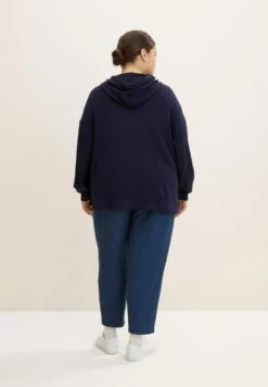 Tom Tailor Plus Basic- Sweater Met Rits - Navy Midnight Blue -Tom Tailor 1ce732ef073449558919218cb85b266b