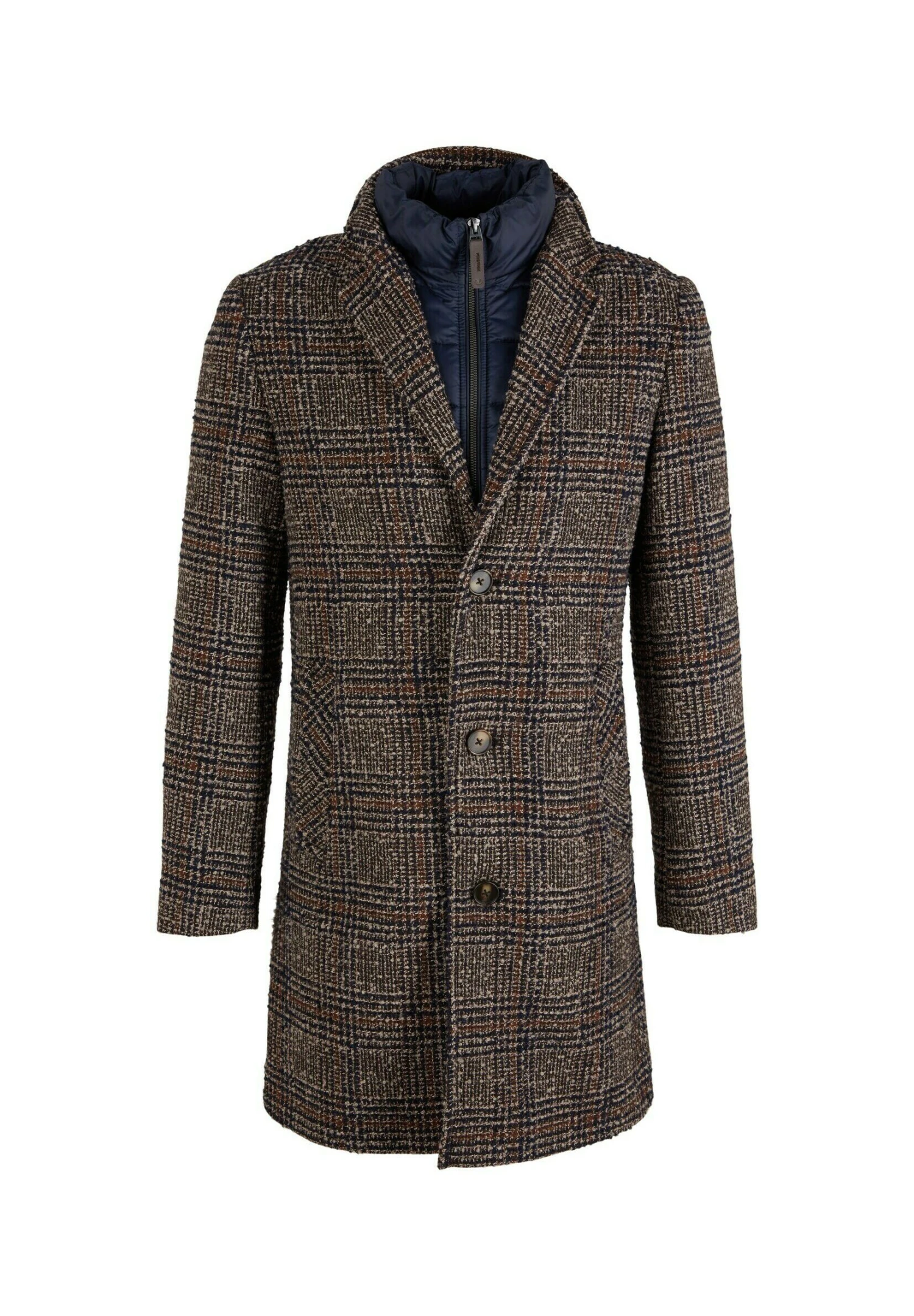 Tom Tailor Mantel - Blue Brown Boucle Wool Check 7 Tom Tailor Mantel - Blue Brown Boucle Wool Check - Afbeelding 7