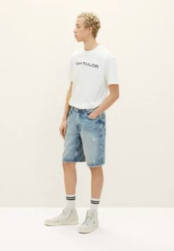TOM TAILOR Denim Jeansshort - Destroyed Light Stone Blue Den -Tom Tailor 1e1b51ab1455409cacedb0431304da92