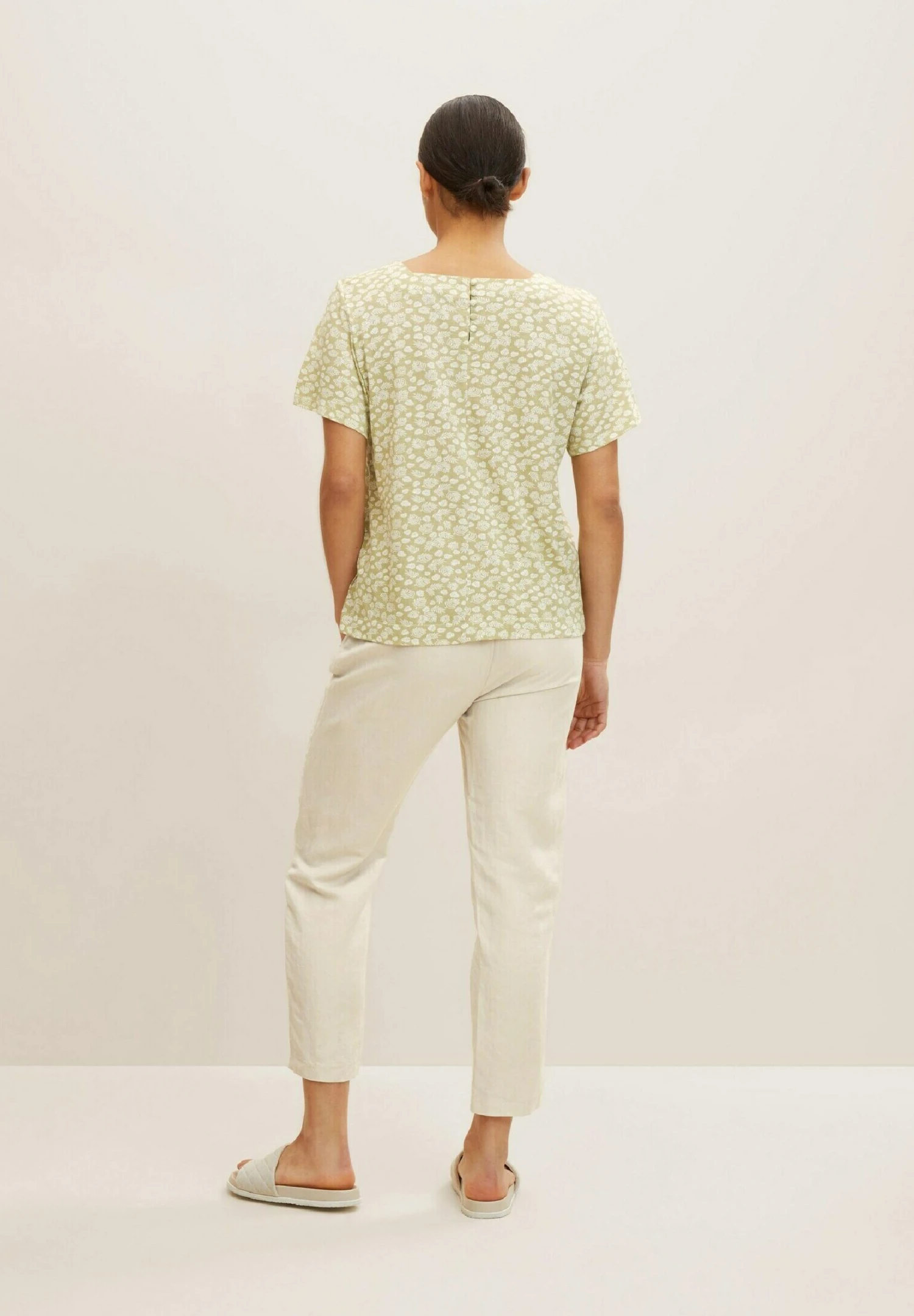 Tom Tailor T-Shirt Print - Green Offwhite Leaf Design 3 Tom Tailor T-Shirt Print - Green Offwhite Leaf Design - Afbeelding 3
