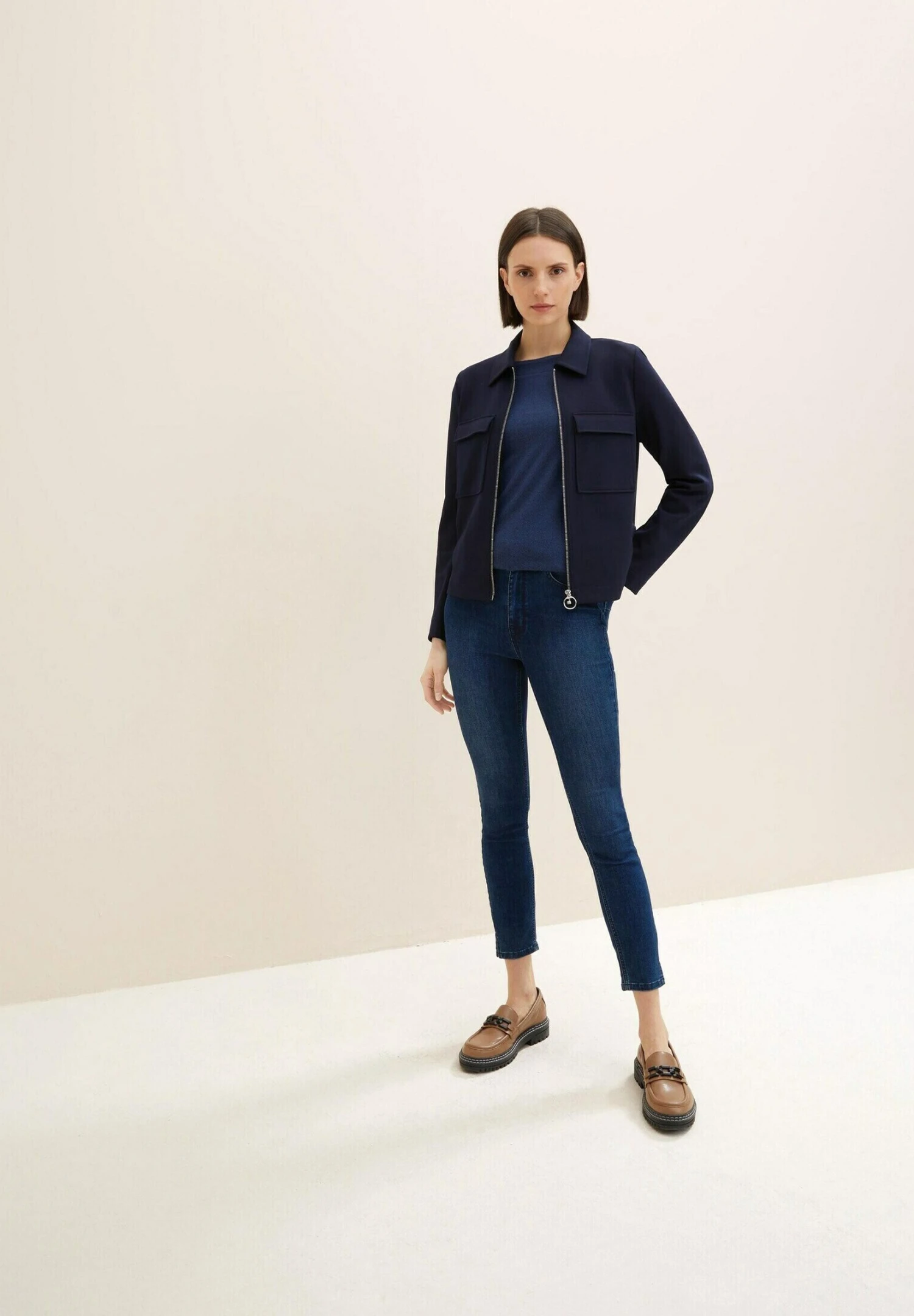 Tom Tailor Gemustertes Mit Schleife - Longsleeve - Dark Denim Blue Melange 2 Tom Tailor Gemustertes Mit Schleife - Longsleeve - Dark Denim Blue Melange - Afbeelding 2