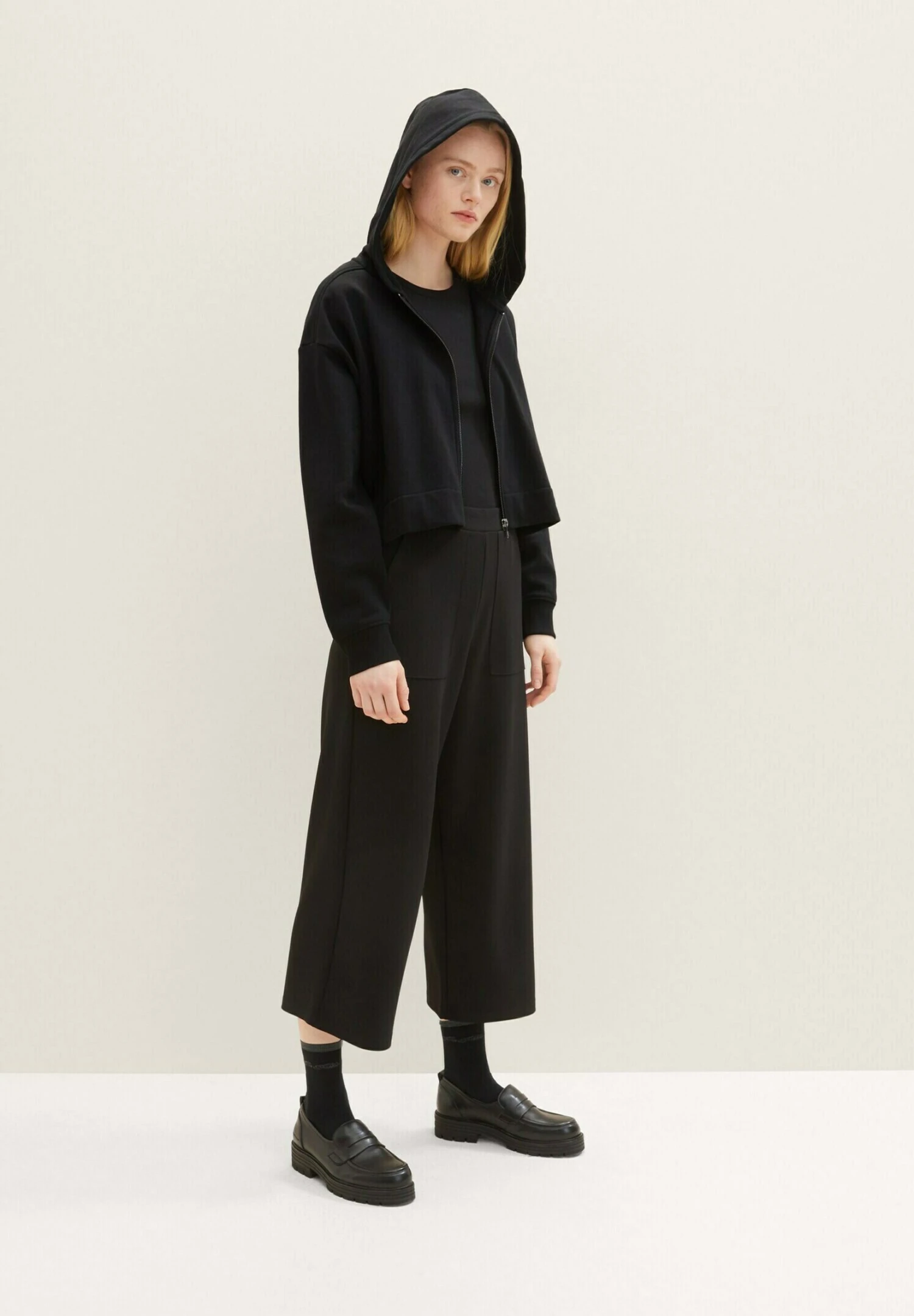 TOM TAILOR Denim Cropped - Sweater Met Rits - Deep Black 2 TOM TAILOR Denim Cropped - Sweater Met Rits - Deep Black - Afbeelding 2