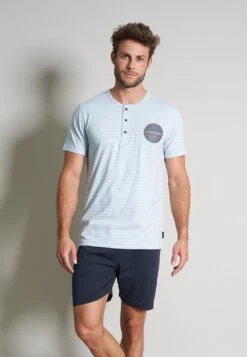 Tom Tailor Set Shorty - Pyjama - Blau Hell Streifen