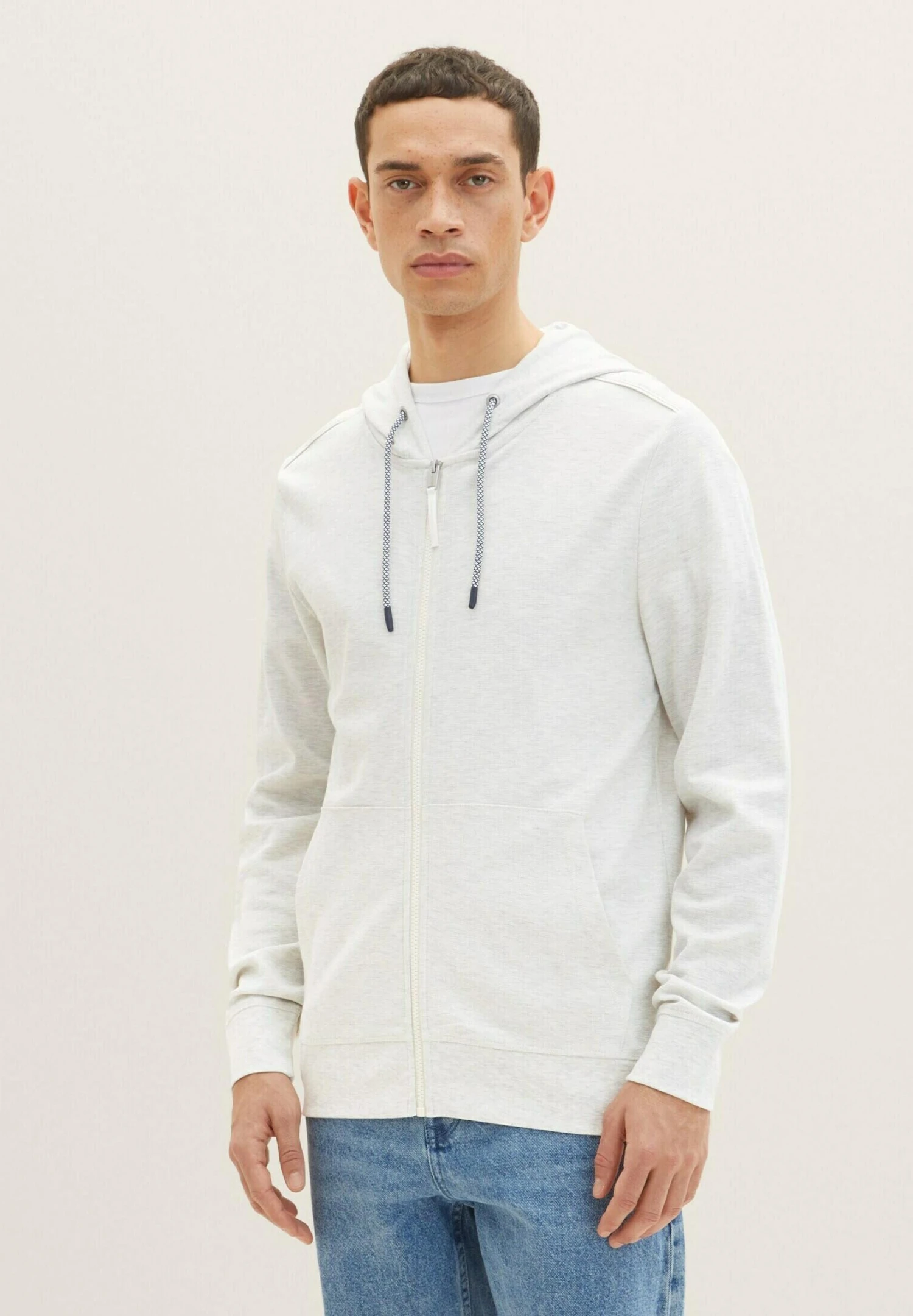 Tom Tailor Basic- Sweater Met Rits - Vintage Beige Melange 1 Tom Tailor Basic- Sweater Met Rits - Vintage Beige Melange