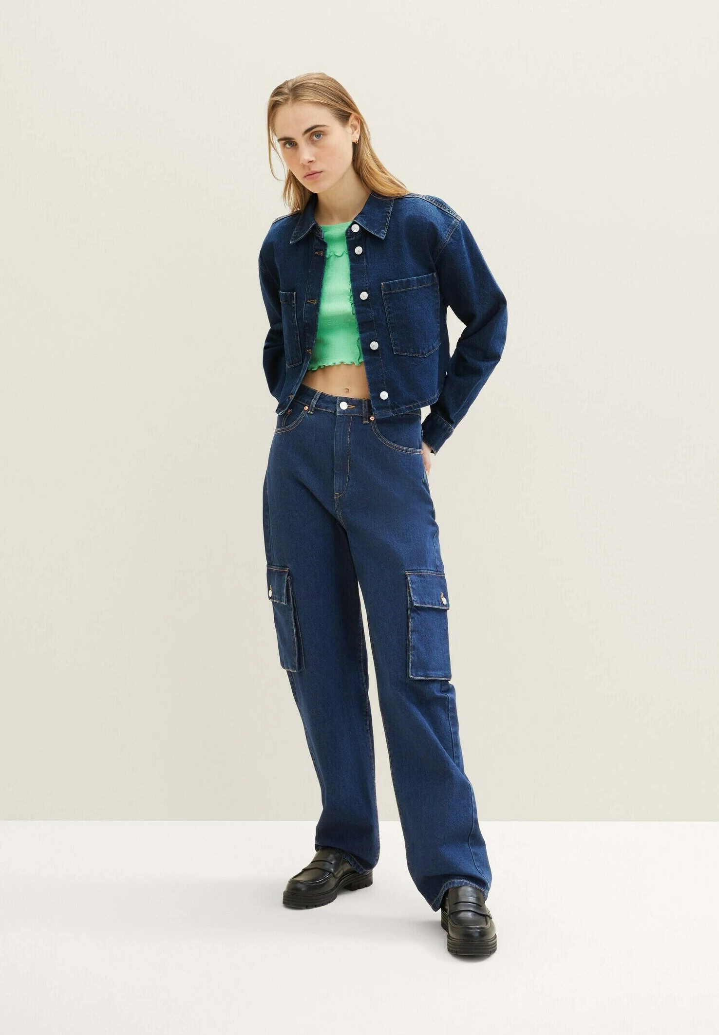 TOM TAILOR Denim Baggy - Straight Leg Jeans - Clean Dark Stone Blue Denim 2 TOM TAILOR Denim Baggy - Straight Leg Jeans - Clean Dark Stone Blue Denim - Afbeelding 2