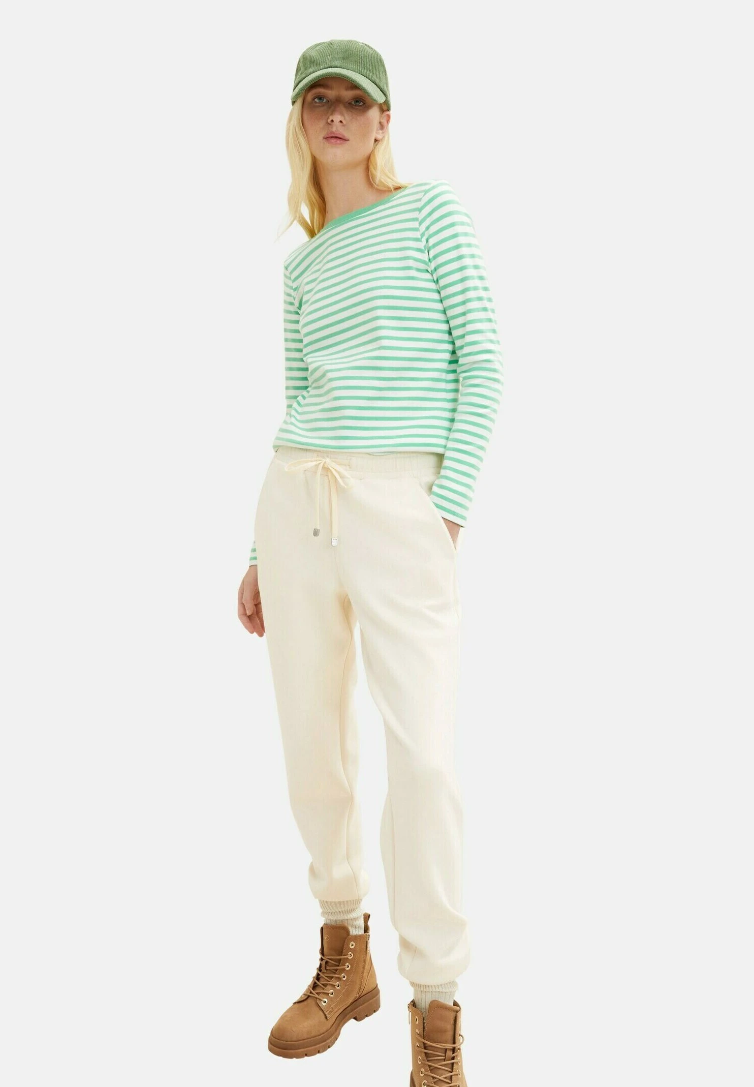 TOM TAILOR Denim Contrast Neck - Longsleeve - White Green Stripe 14 TOM TAILOR Denim Contrast Neck - Longsleeve - White Green Stripe - Afbeelding 14