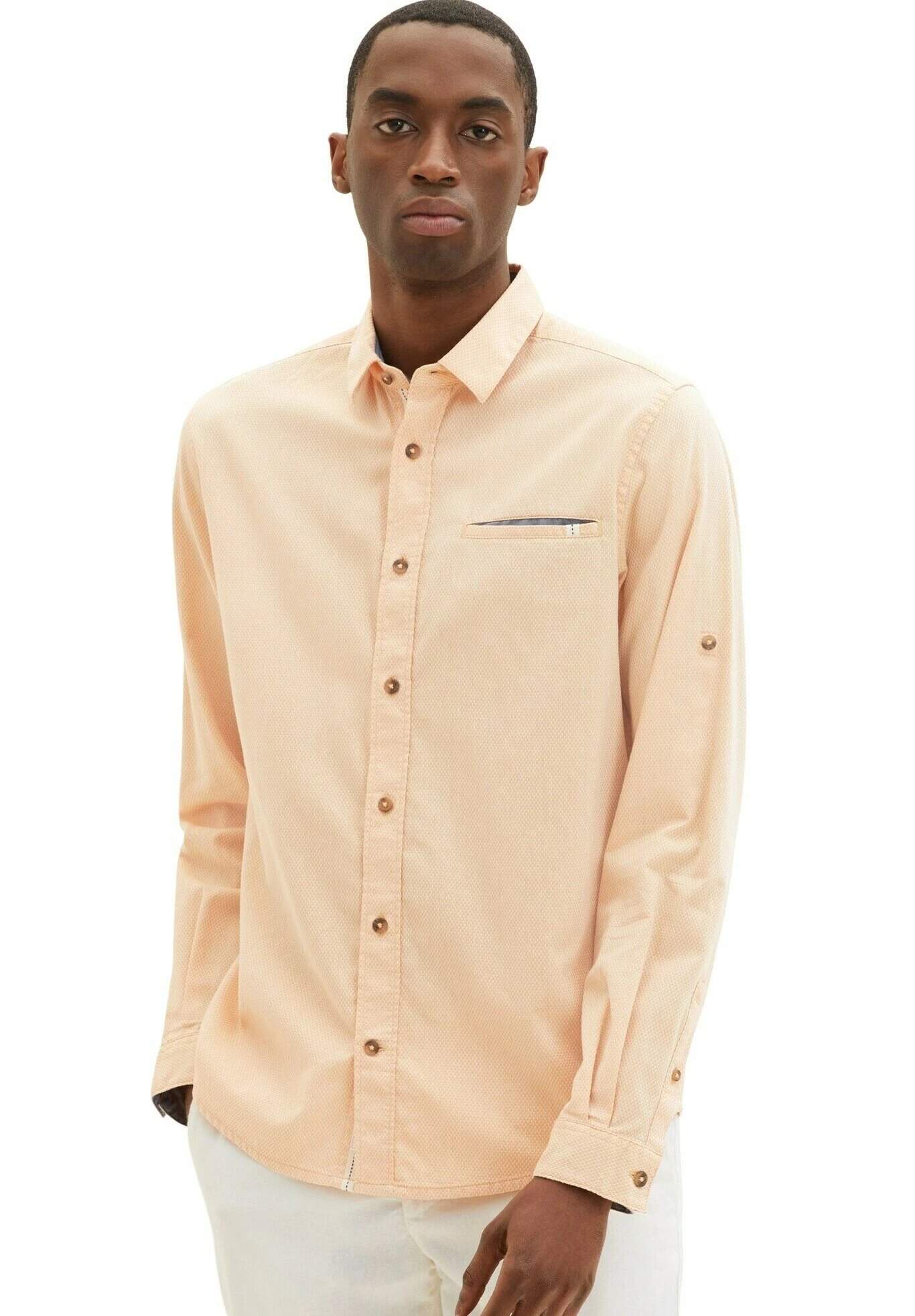 Tom Tailor Mit Struktur - Overhemd - Orange White Squared Structure 6 Tom Tailor Mit Struktur - Overhemd - Orange White Squared Structure - Afbeelding 6