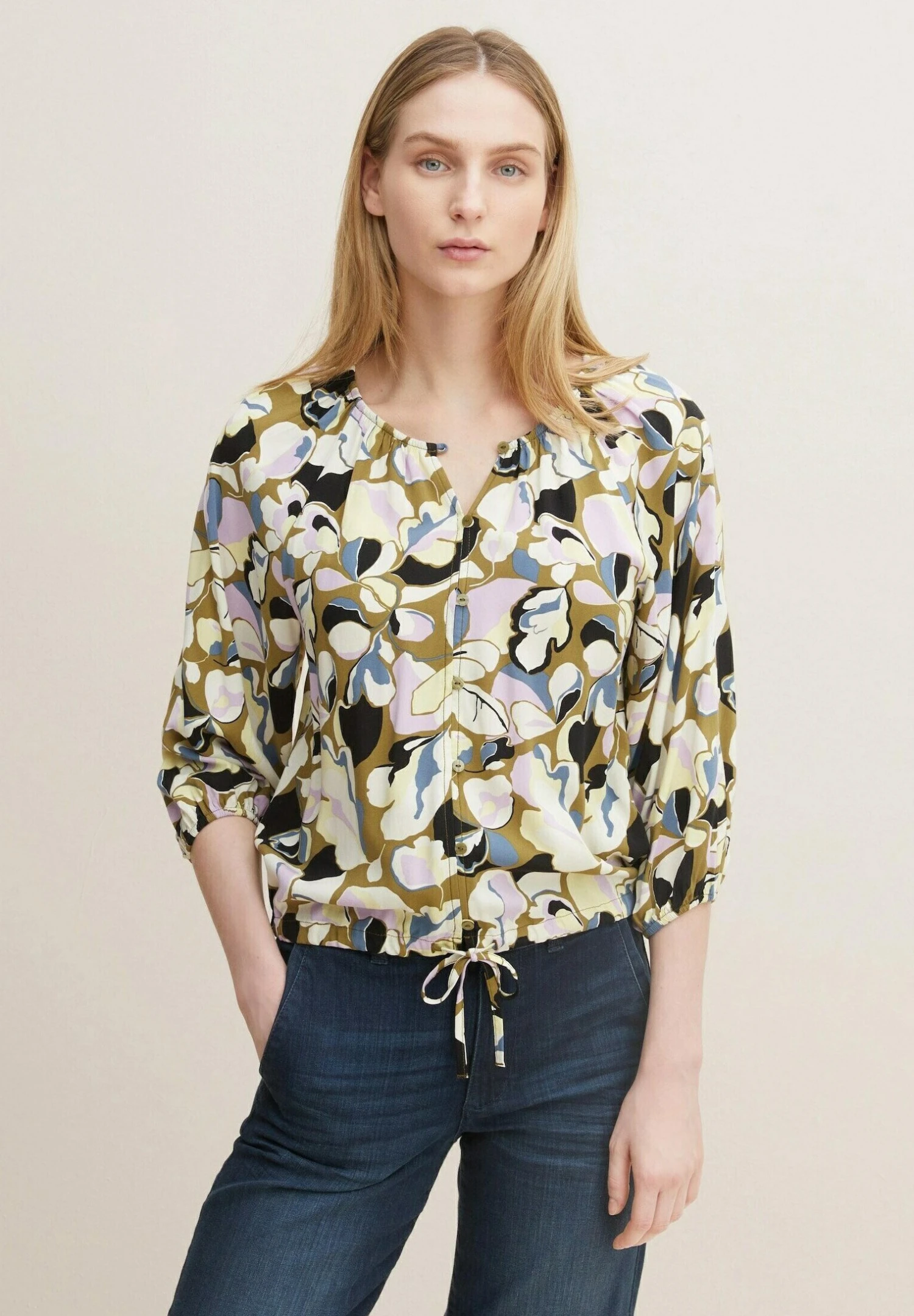 Tom Tailor Gemusterte - Blouse - Olive Colorful Floral Design 1 Tom Tailor Gemusterte - Blouse - Olive Colorful Floral Design