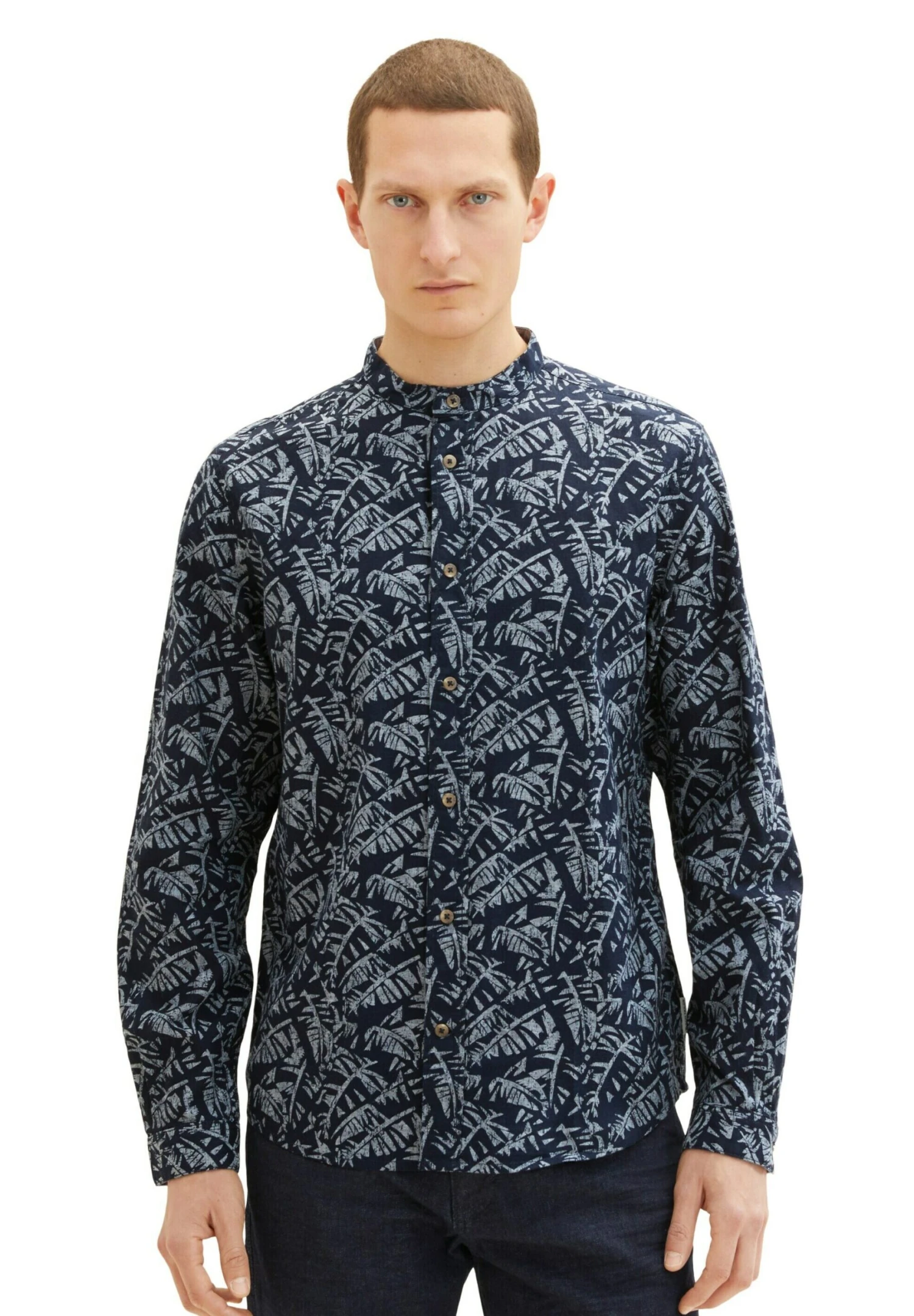Tom Tailor Mit Stehkragen - Overhemd - Navy Tonal Big Leaf Design 2 Tom Tailor Mit Stehkragen - Overhemd - Navy Tonal Big Leaf Design - Afbeelding 2