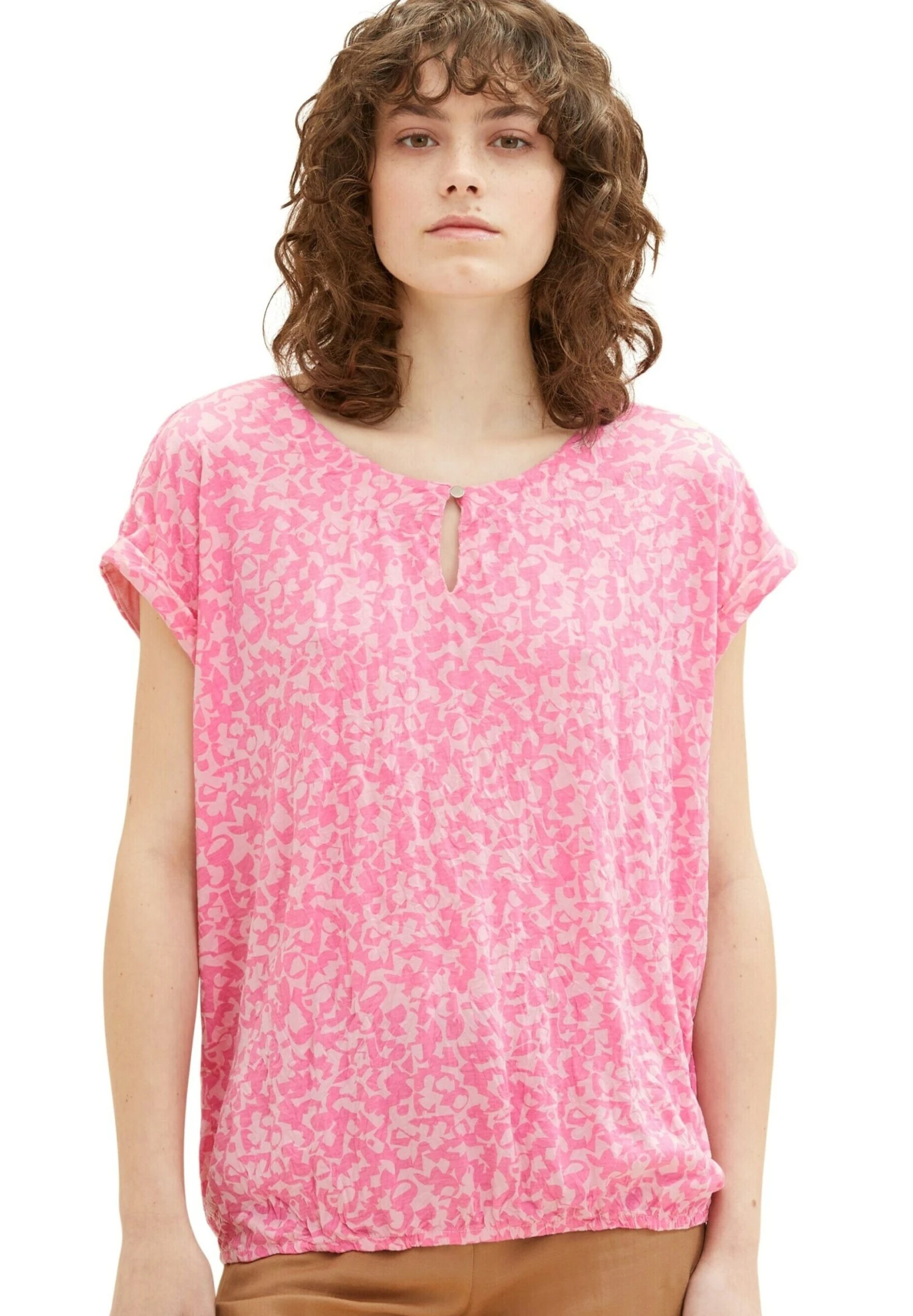 Tom Tailor Mit Raffung - Blouse - Pink Geo Design 2 Tom Tailor Mit Raffung - Blouse - Pink Geo Design - Afbeelding 2