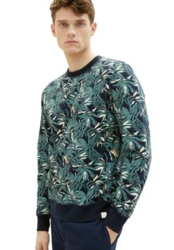 Tom Tailor Mit Allover-Print - Sweater - Navy Green Big Leaf Design -Tom Tailor 24d47bef23b647299e778f95ada88daf