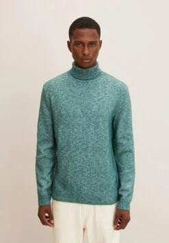Tom Tailor Melierter Rollkragen- Trui - Dark Mallard Green Melange