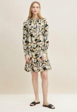 Tom Tailor Mit Printmuster - Jurk - Olive Colorful Floral Design