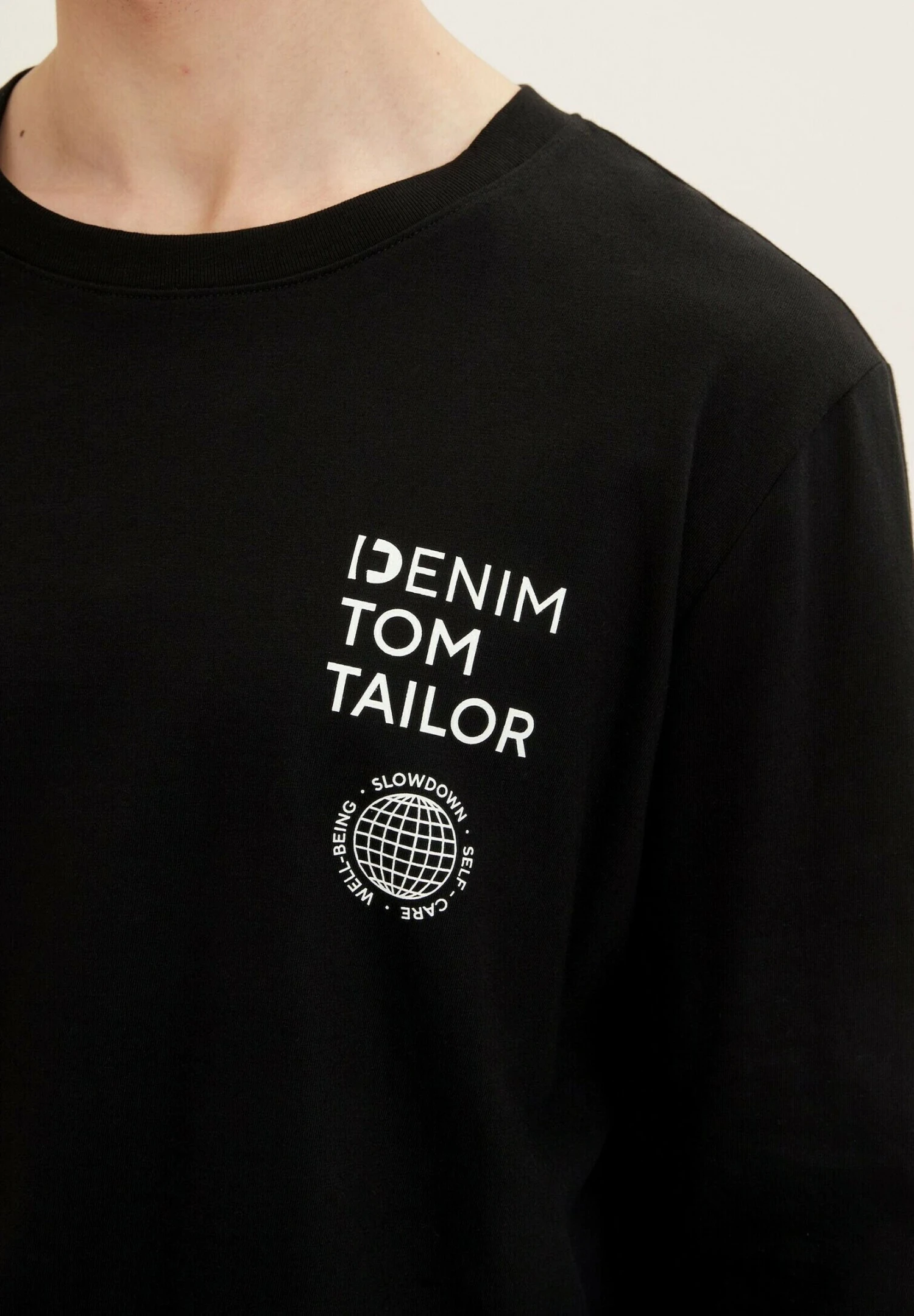 TOM TAILOR Denim Langarm Mit Print - Longsleeve - Black 4 TOM TAILOR Denim Langarm Mit Print - Longsleeve - Black - Afbeelding 4