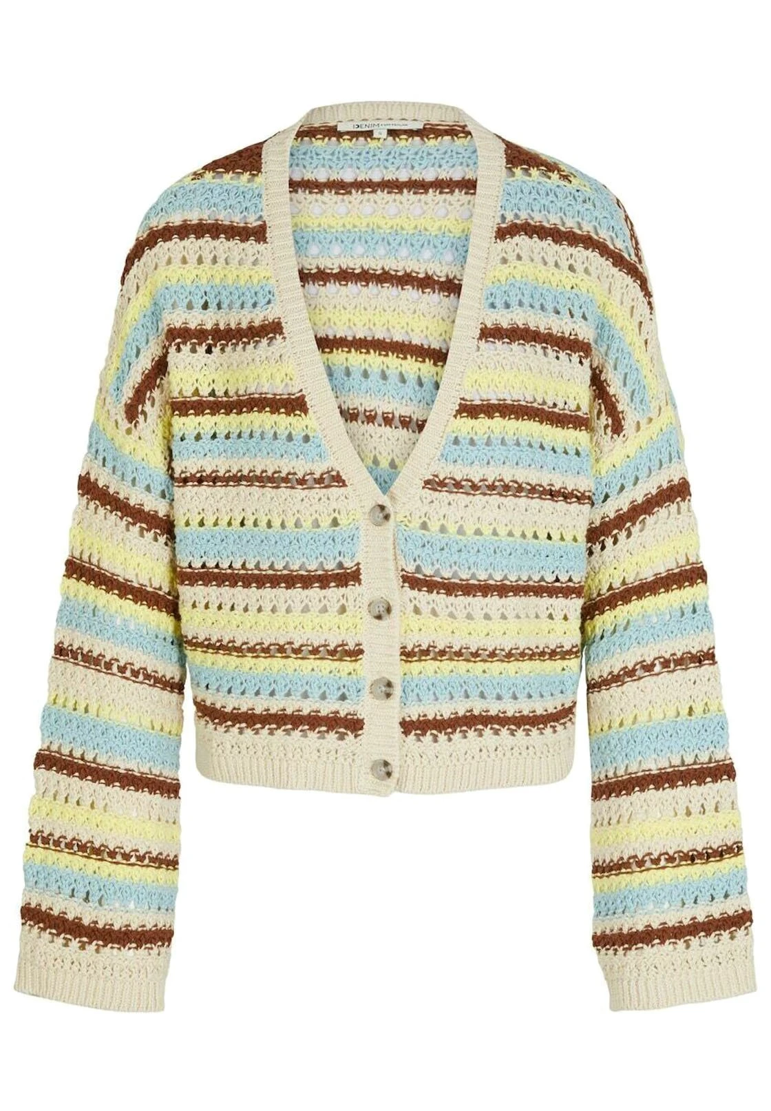 TOM TAILOR Denim Mit Grober Struktur - Vest - Blue Creme Brown Stripe 5 TOM TAILOR Denim Mit Grober Struktur - Vest - Blue Creme Brown Stripe - Afbeelding 5