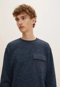 TOM TAILOR Denim Mit Print  - Sweater - Dark Grey Blue Marble Print -Tom Tailor 2a22def1e66e4e79ba6cd63ac3d59c86