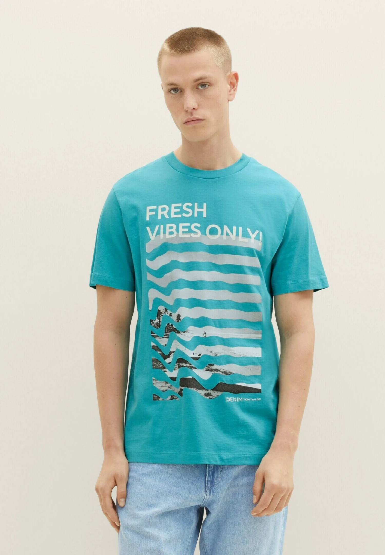 TOM TAILOR Denim Mit Fotoprint - T-Shirt Print - Deep Turquoise 1 TOM TAILOR Denim Mit Fotoprint - T-Shirt Print - Deep Turquoise