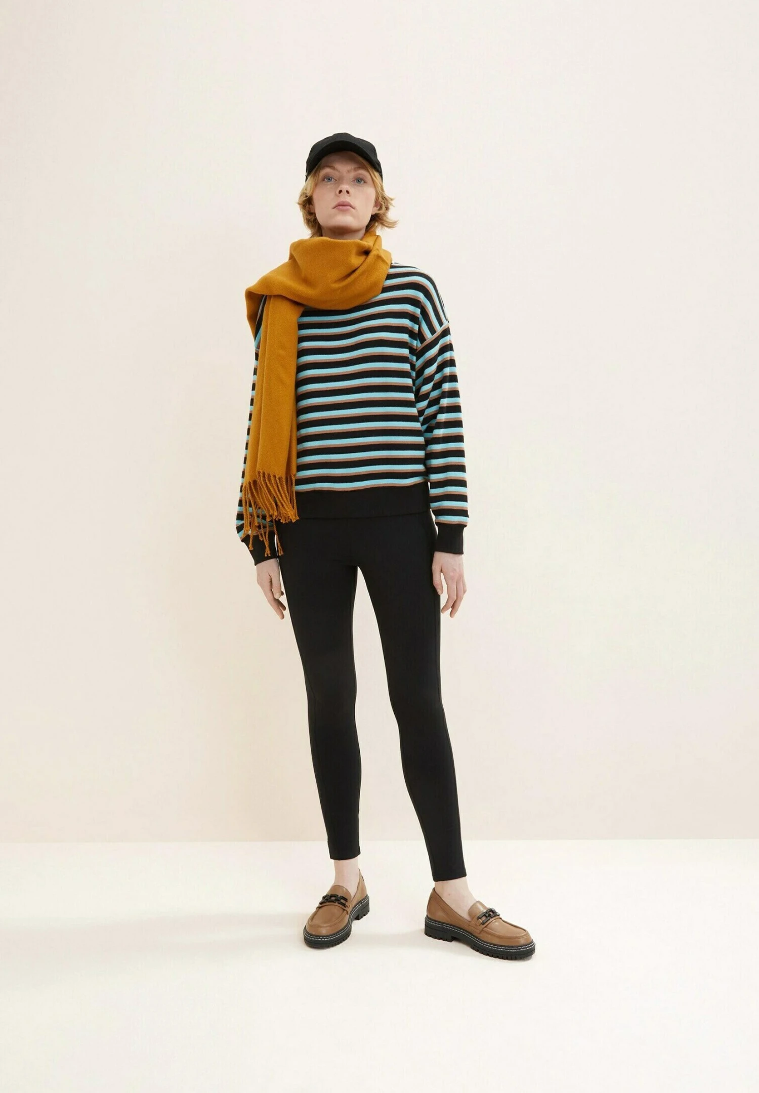 TOM TAILOR Denim Gestreiftes - Sweater - Black Brown Blue Stripe 2 TOM TAILOR Denim Gestreiftes - Sweater - Black Brown Blue Stripe - Afbeelding 2