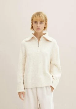 TOM TAILOR Denim Mit Troyer Kragen  - Trui - Creme Beige Melange