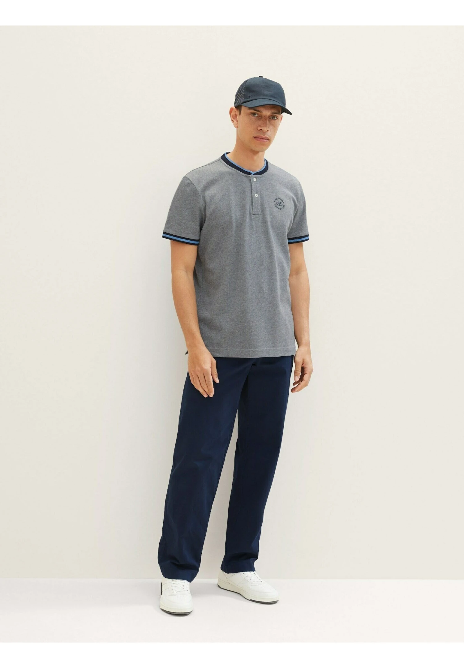 Tom Tailor T-Shirt Basic - Navy Offwhite Two Tone 2 Tom Tailor T-Shirt Basic - Navy Offwhite Two Tone - Afbeelding 2